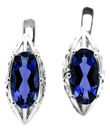 Vintage 925 Silver sapphire earrings vec141s Russian Soviet style vec141s-sp