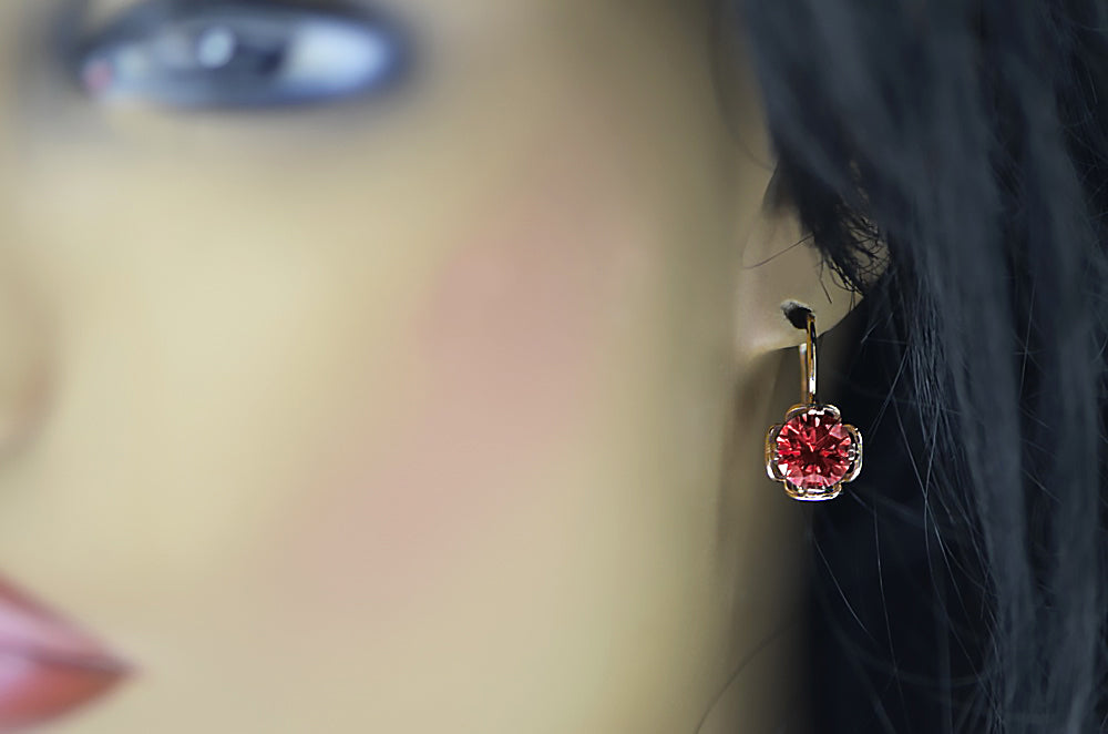 Ruby Original Vintage 14K Rose Gold Earrings vec029r vec029r-rb