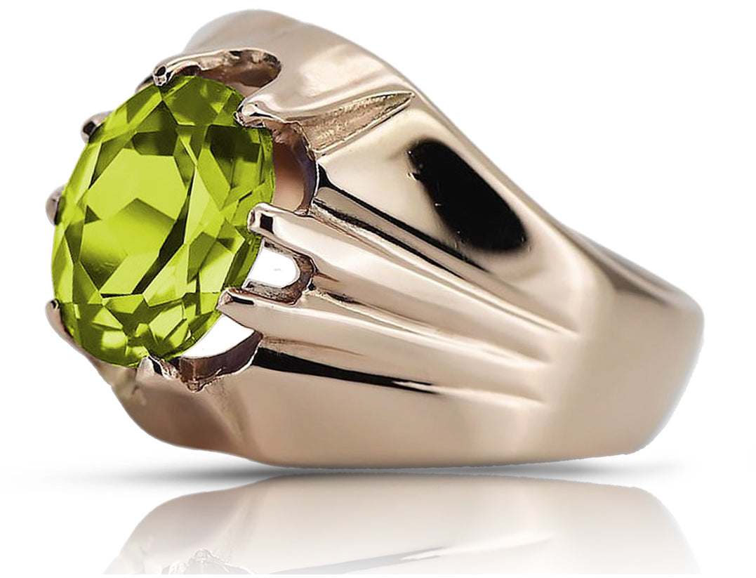 Vintage Rose pink 14k Gold 585 yellow peridot Ring Vintage vrc016