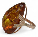 Vintage rose 14k 585 gold amber ring vrab040