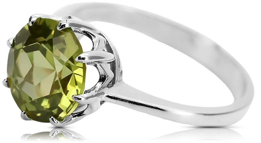 Ring Vintage style Yellow Peridot Sterling silver 925 vrc157s