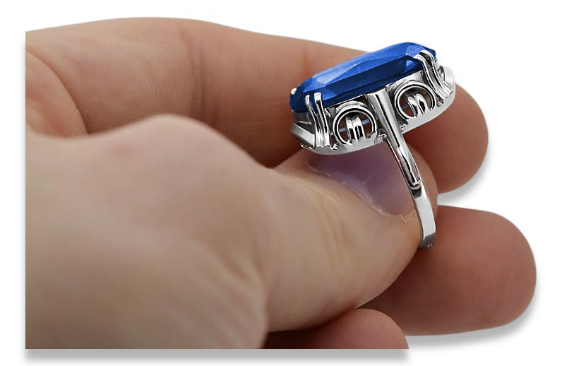 Vintage silver 925 Sapphire ring vrc038s Vintage vrc038s-sp