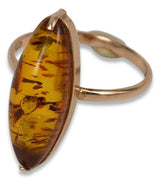 Vintage rose 14k 585 gold amber ring vrab002