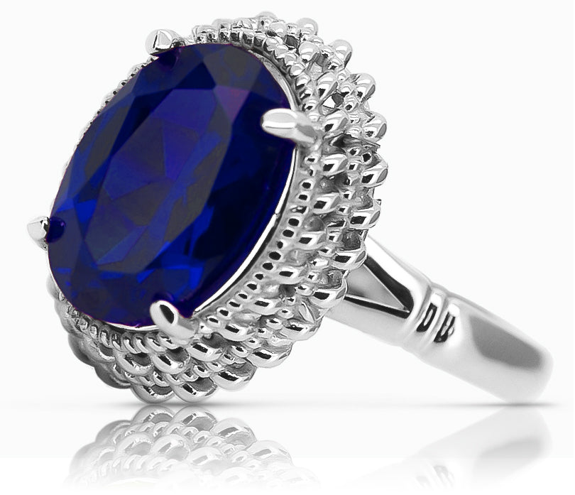 Vintage silver 925 Sapphire ring vrc068s Vintage