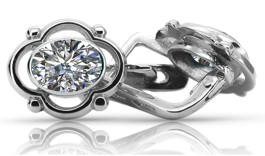 Vintage 925 Silver zircon earrings vec033s Russian Soviet style vec033s-zi