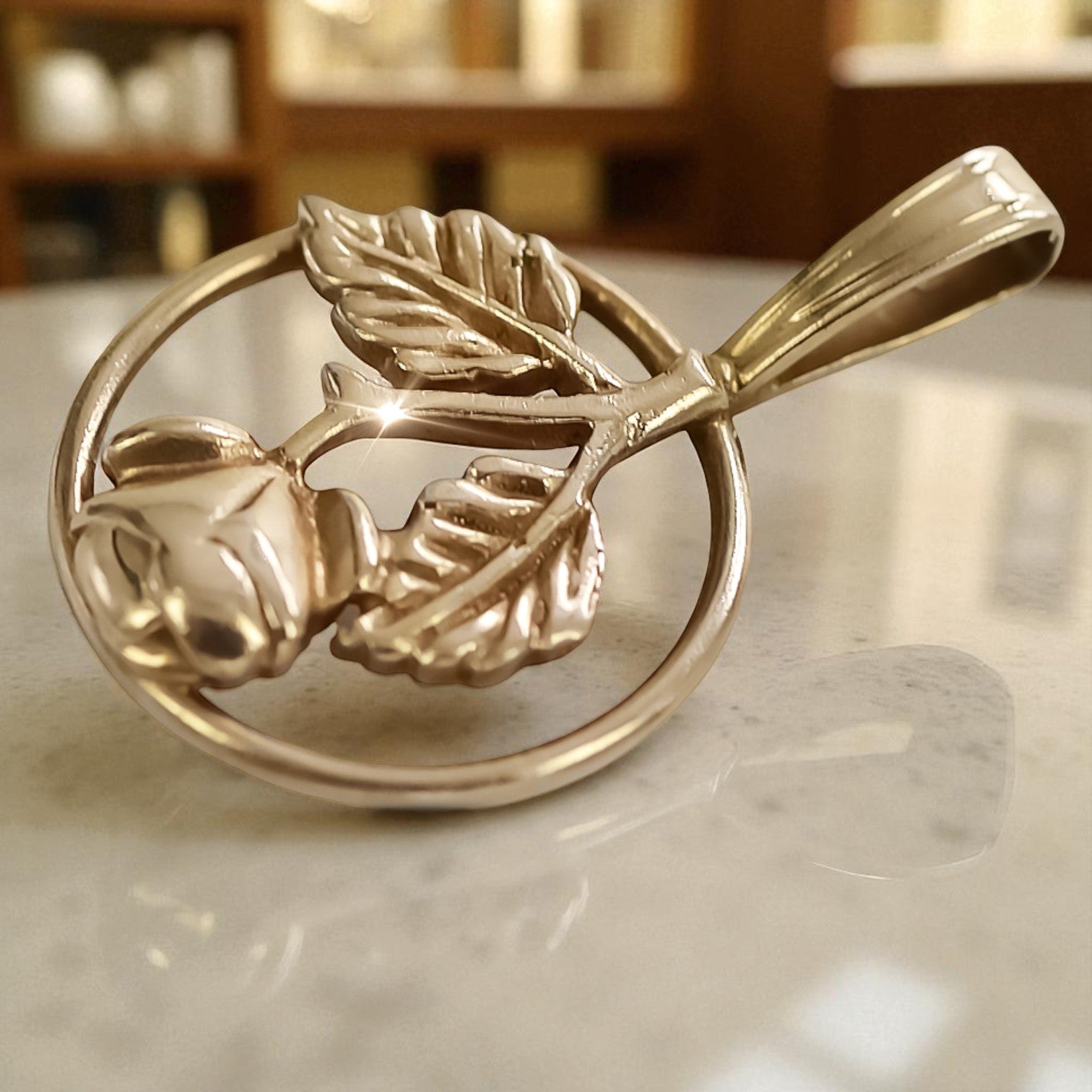 Vintage rose pink 14k 585 gold Vintage pendant vpn050