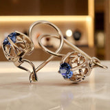Vintage earrings made of 14k 585 rose gold with Sapphire vec145 vec145r-sp