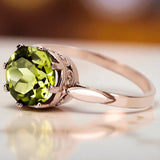 Yellow Peridot Original Vintage 14K Rose Gold Ring Vintage Jewlery vrc366r vrc366r-yp