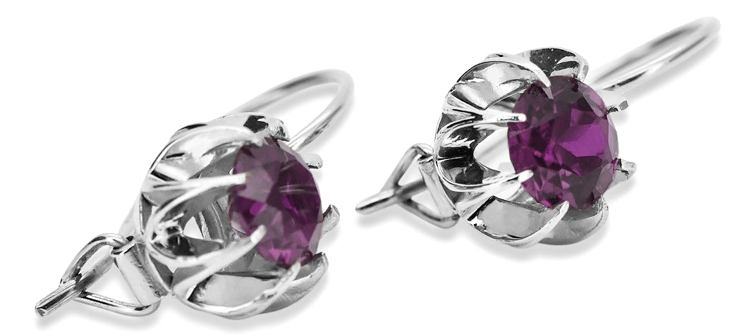 Vintage 925 Silver amethyst earrings vec062s vec062s-am