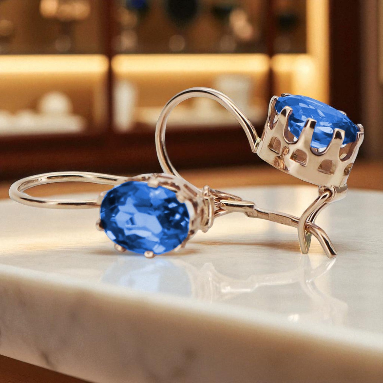 Vintage rose pink 14k 585 gold sapphire earrings vec196
