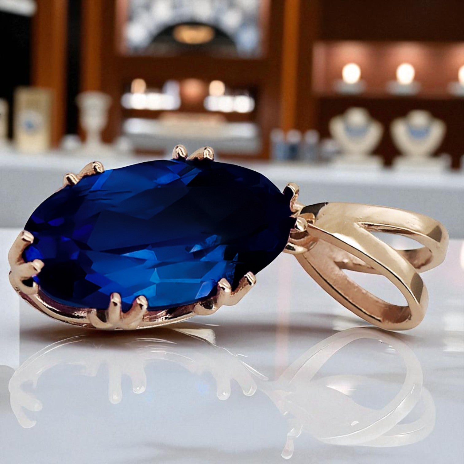 Pendant Sapphire Original Vintage 14K Rose Gold Vintage craft vpc019r