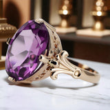 Vintage craft Ring Amethyst Original Vintage 14K Rose Gold vrc369r