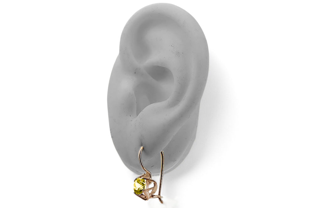Yellow Peridot Original Vintage 14K Rose Gold Earrings Vintage Jewlery vec142r vec142r-yp