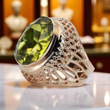 Silver 925 Rose Gold Plated Peridot Ring vrc089rp Vintage