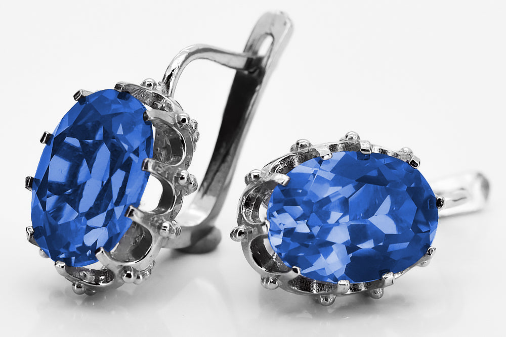 Vintage 925 Silver sapphire earrings vec079s Vintage vec079s-sp