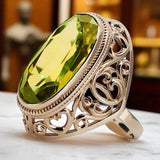 14k Rose Gold Vintage Peridot Ring vrc184r-yp