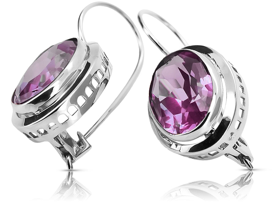 Vintage 925 Silver Amethyst earrings vec114s vec114s-am