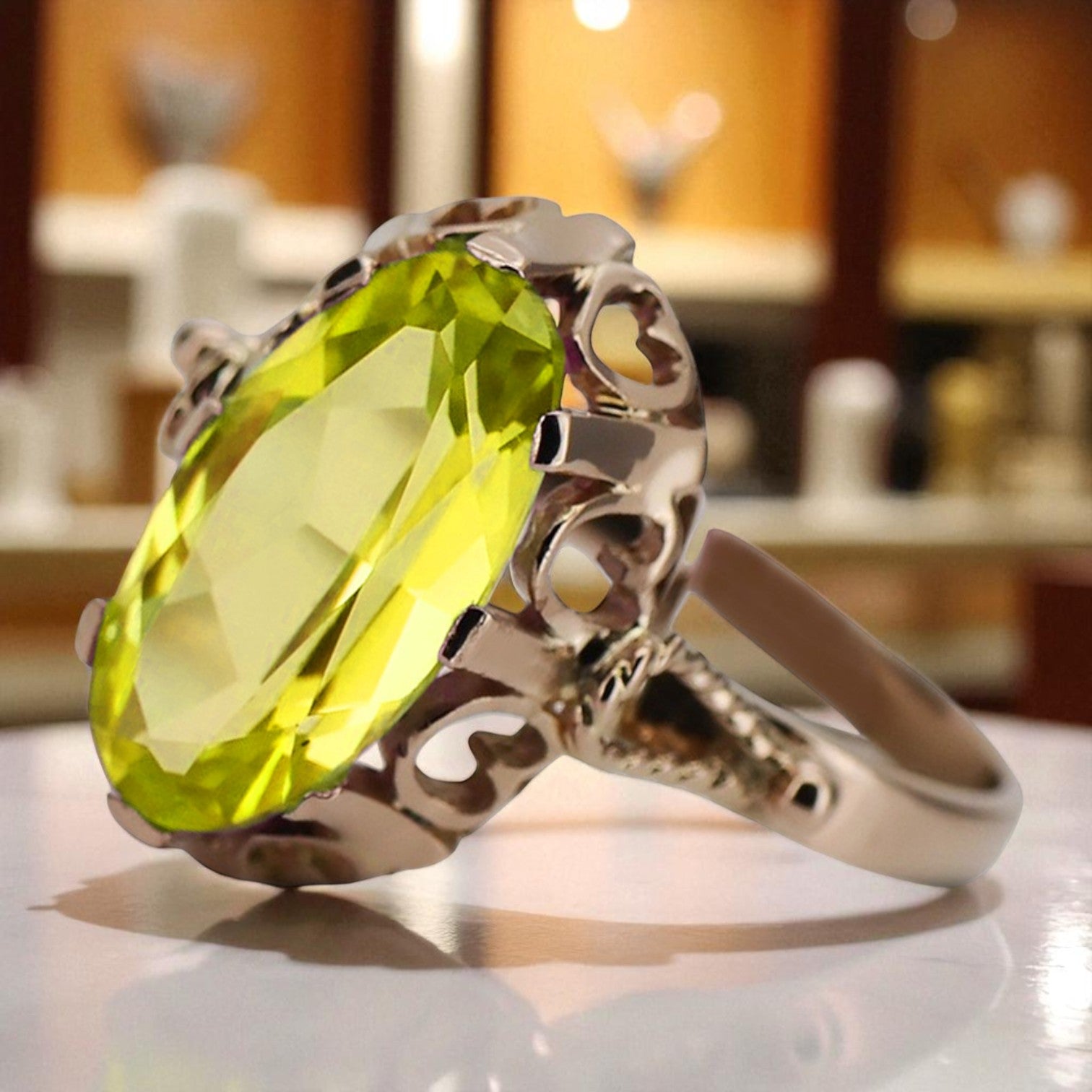 Vintage rose pink 14k gold 585 Peridot ring vrc134 Vintage