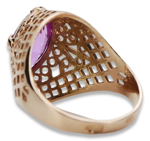Vintage rose pink 14k gold 585 Amethyst ring vrc030 Vintage