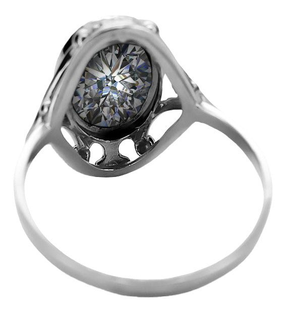 Ring Vintage style Zircon Sterling silver 925 vrc128s