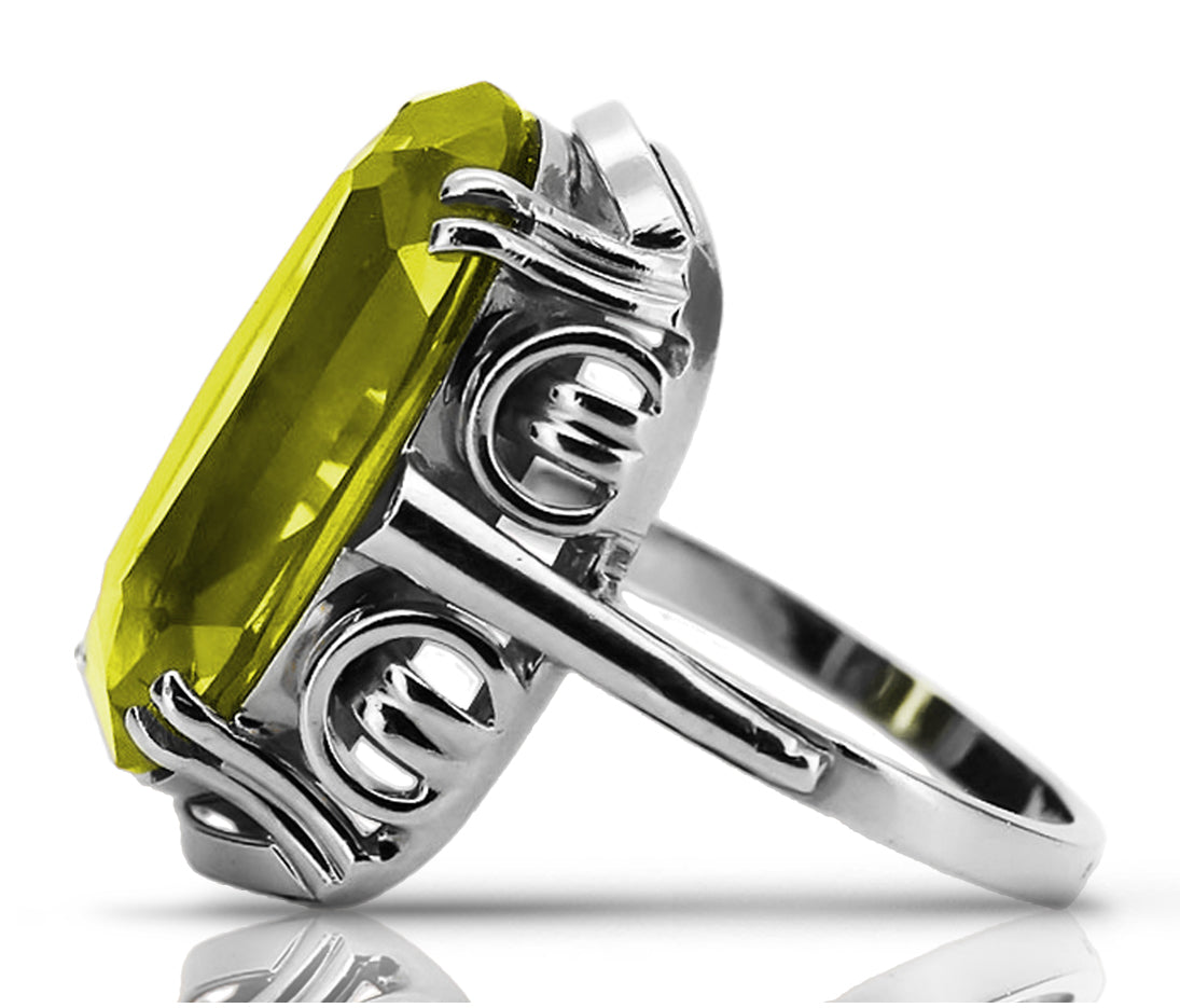 Vintage silver 925 Peridot ring vrc038s Vintage