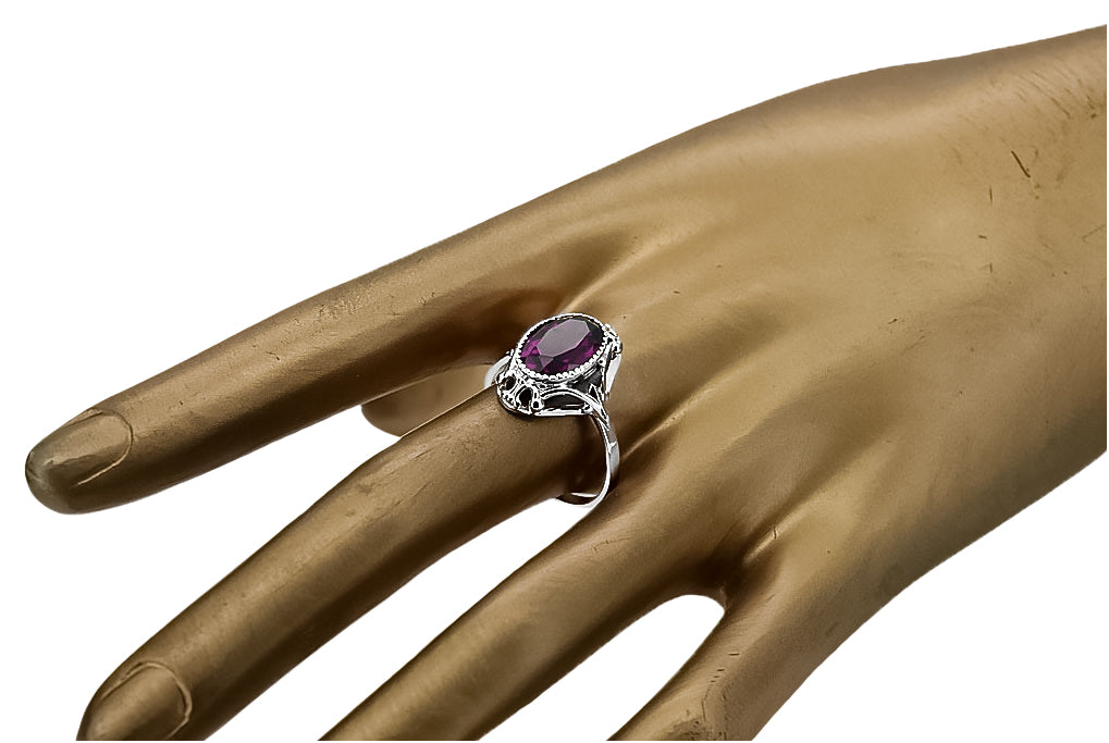 Ring Amethyst Sterling silver 925 Vintage craft vrc128s vrc128s-am