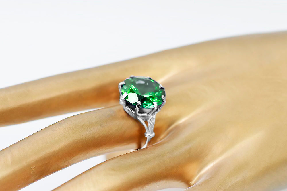 Ring Emerald Sterling silver 925 Vintage craft vrc073s