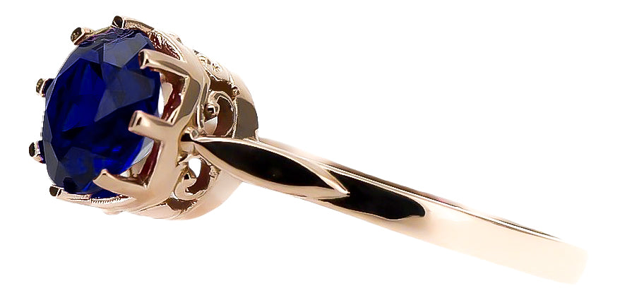 Original Vintage 14K Rose Gold Sapphire Ring Vintage Jewlery vrc366r vrc366r-sp