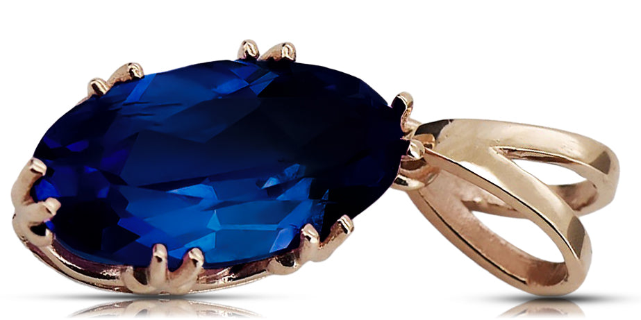 Pendant Sapphire Original Vintage 14K Rose Gold Vintage craft vpc019r