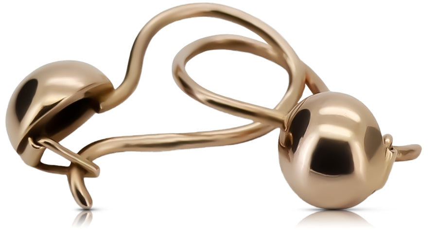Vintage rose pink 14k 585 gold Vintage ball earrings ven199