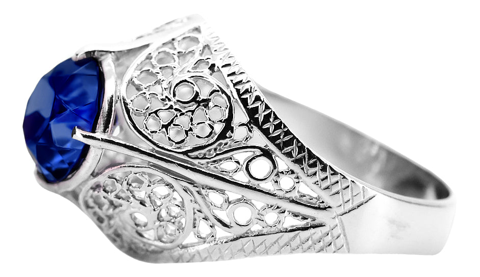 Silver 925 Sapphire ring vrc026s Vintage vrc026s-sp
