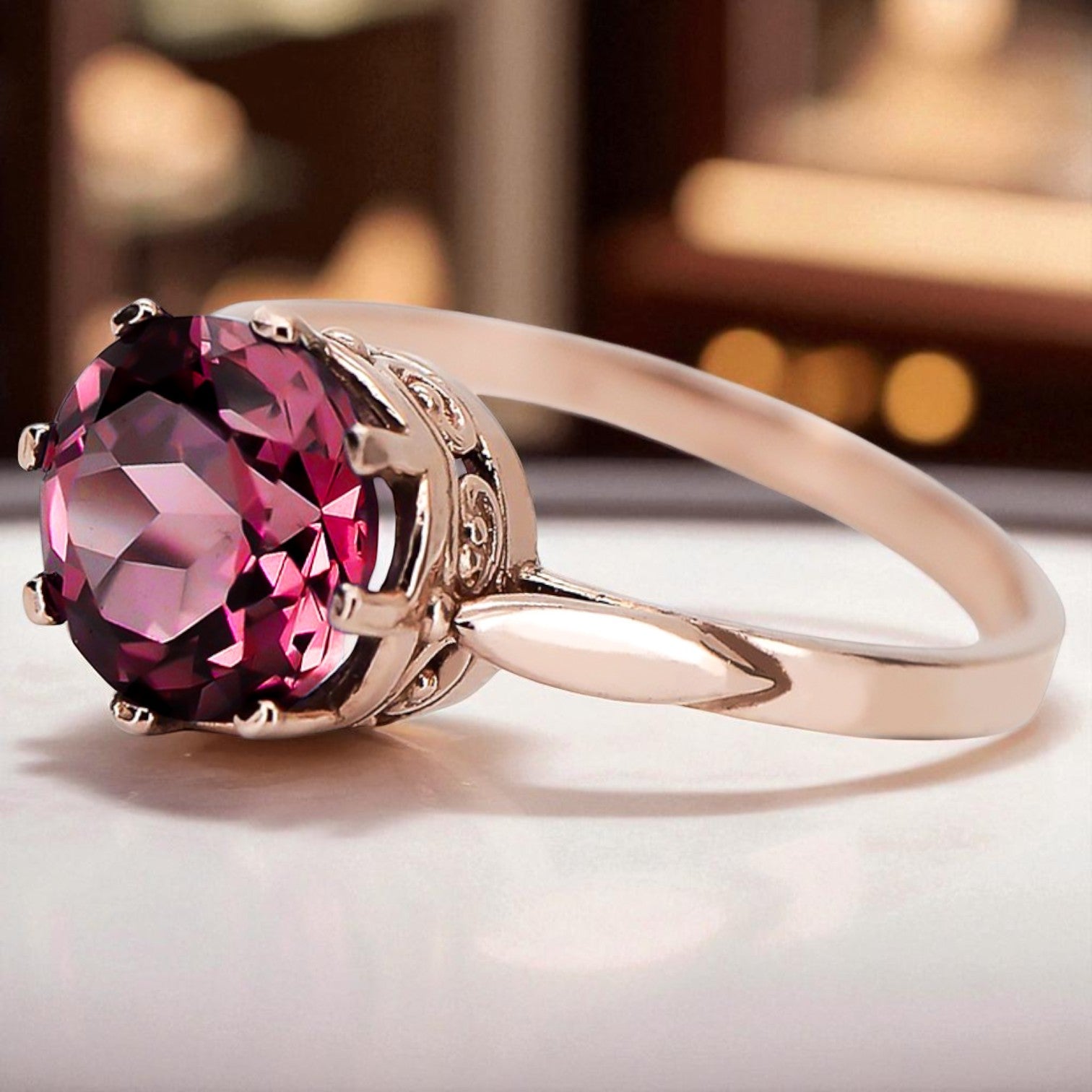 Original Vintage 14K Rose Gold Ruby Ring Vintage vrc366r