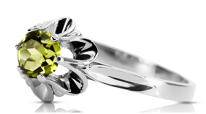 Ring Vintage craft Yellow Peridot Sterling silver 925 vrc004s