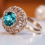 Ring Aquamarine Original Vintage 14K Rose Gold Vintage style vrc059r vrc059r-aq
