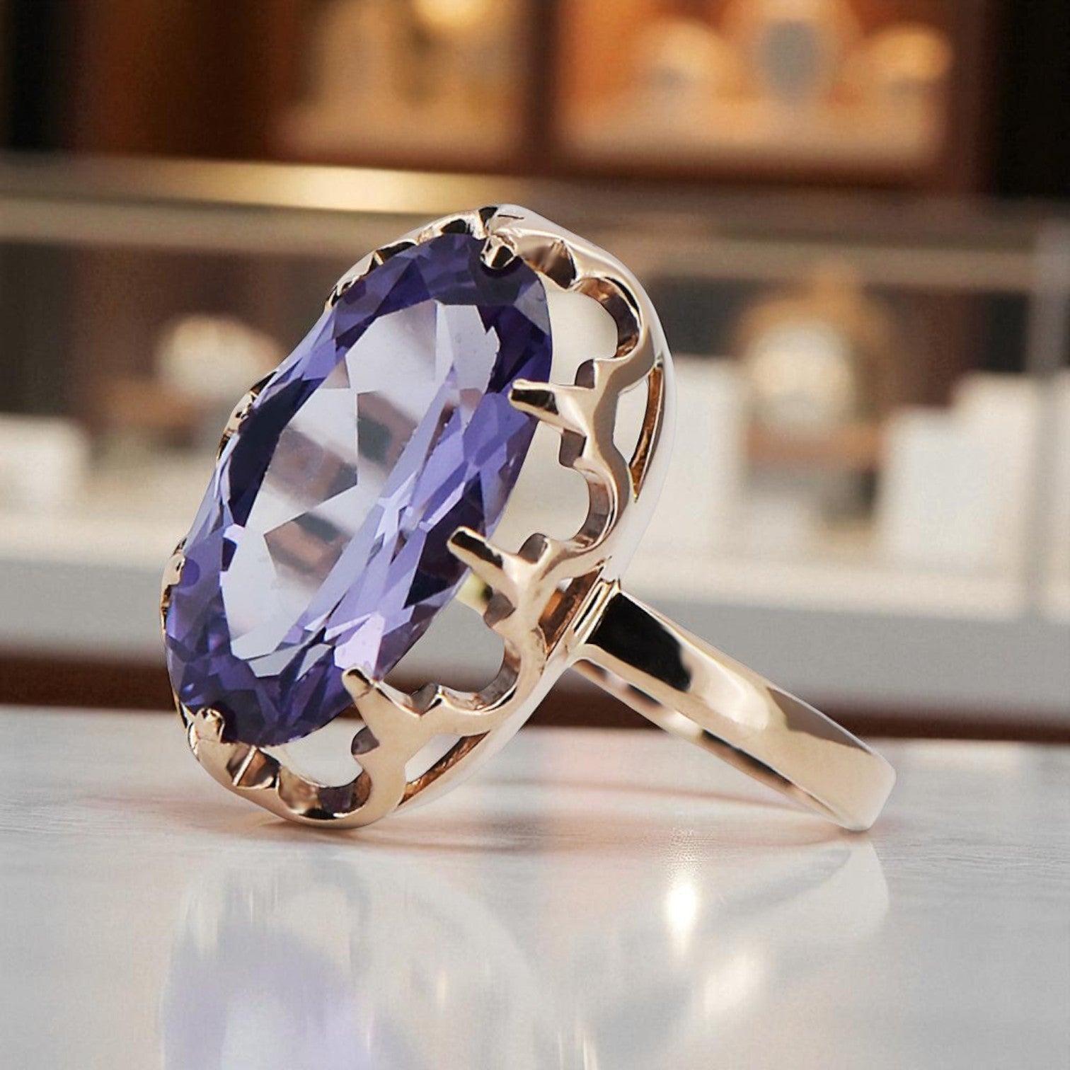 Ring Vintage craft Alexandrite Original Vintage 14K Rose Gold vrc253r vrc253r-ax