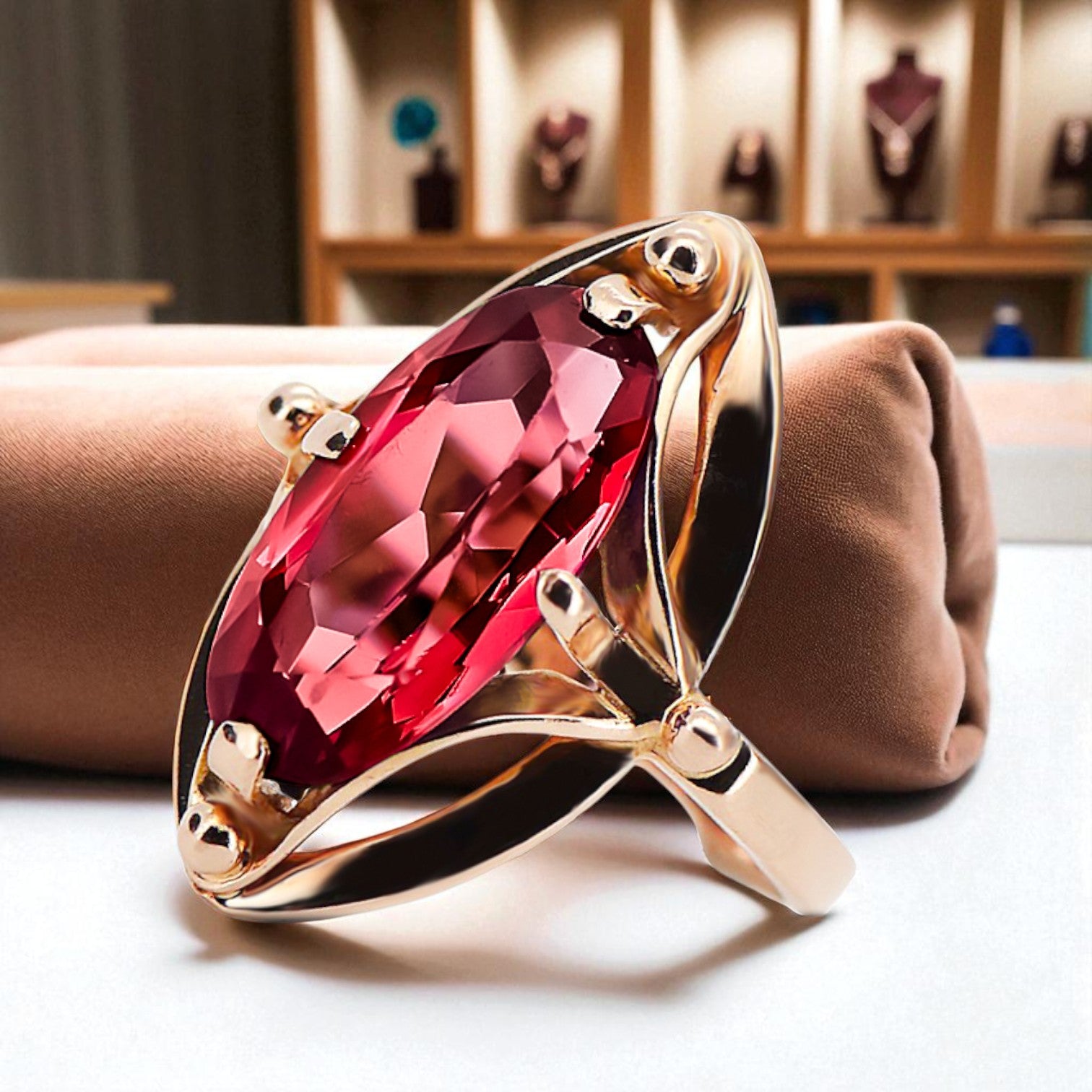 Ruby Original Vintage 14K Rose Gold Ring Vintage Jewlery vrc047r vrc047r-rb