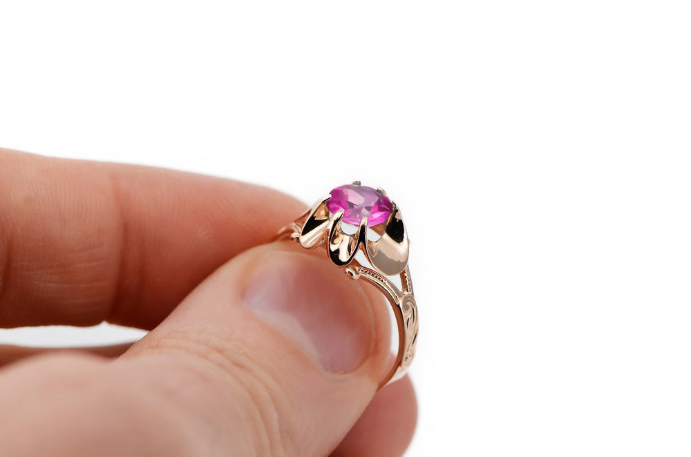 Amethyst Original Vintage 14K Rose Gold Ring Vintage craft vrc377r vrc377r-am