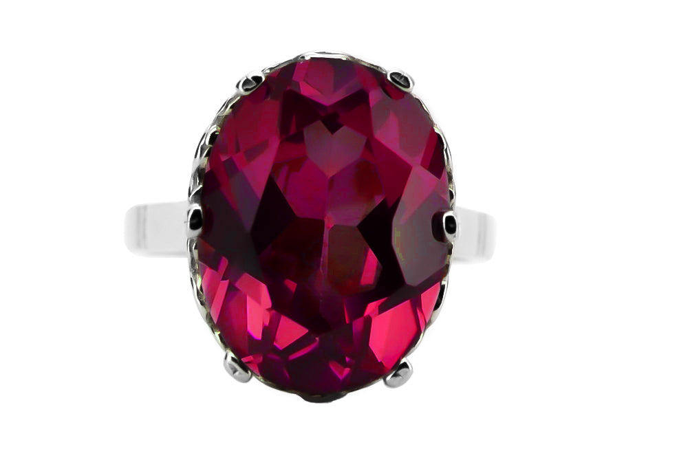 Silver 925 Ruby Ring Vintage Oval Polish vrc130s-rb