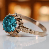 Vintage rose pink 14k gold 585 Aquamarine ring vrc045 Vintage vrc045r-aq