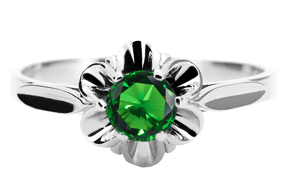 Emerald Sterling silver 925 Ring Vintage craft vrc004s vrc004s-em