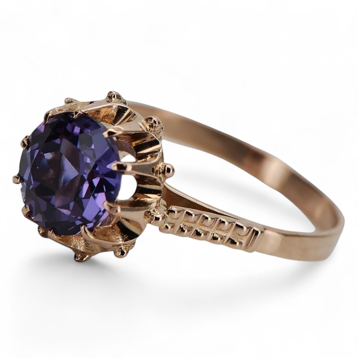 Vintage 925 Silver Rose Gold Plated Alexandrite Ring vrc045rp Vintage