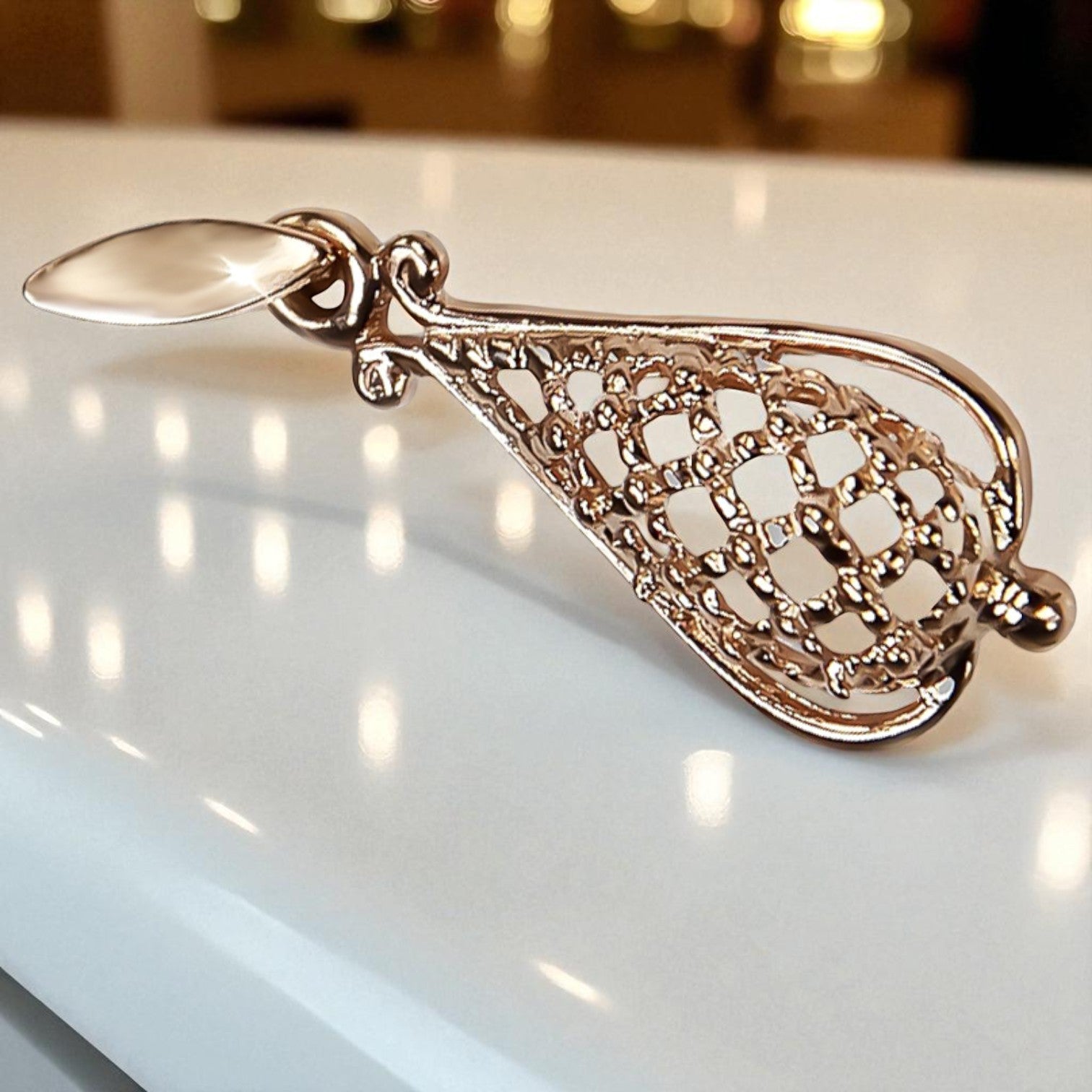 Vintage rose pink 14k 585 gold Vintage leaf pendant vpn082