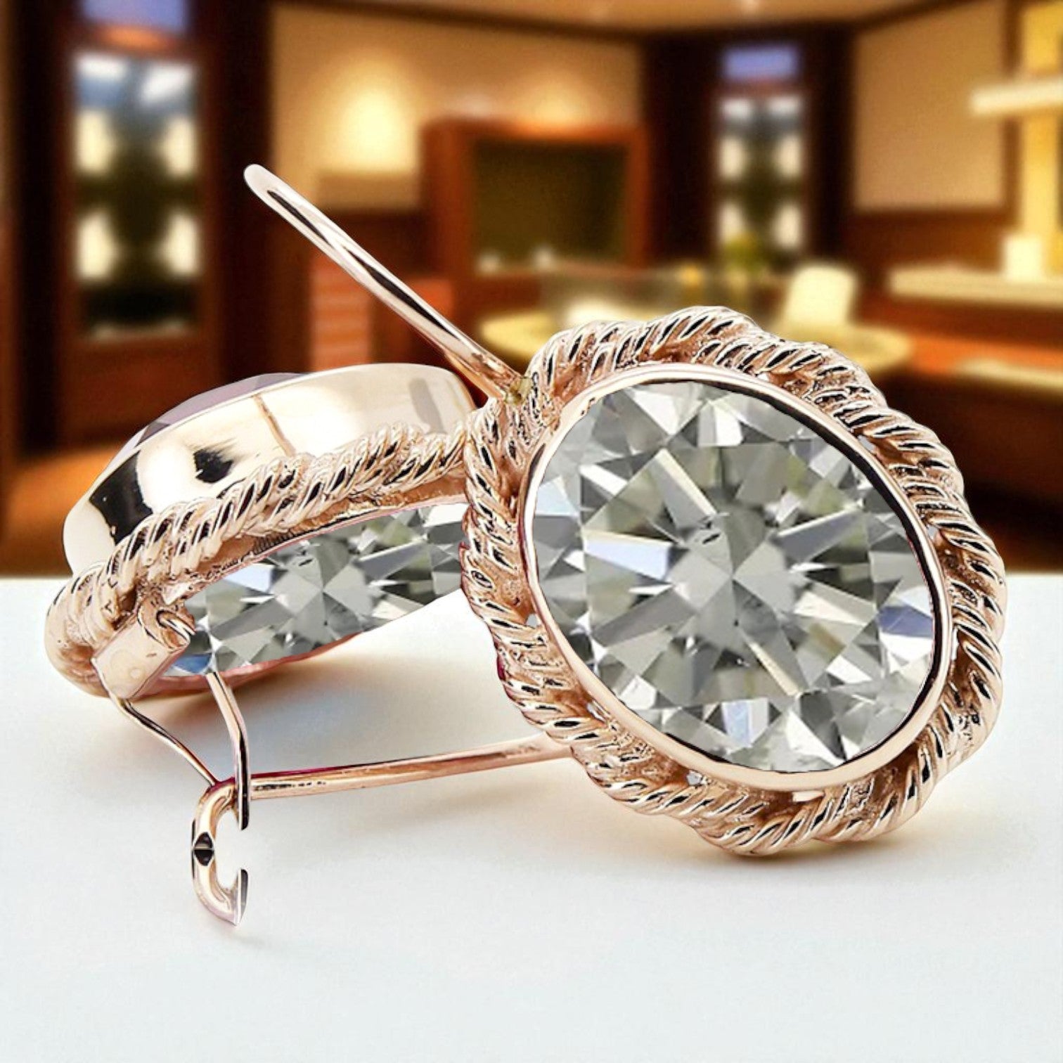 Zircon Original Vintage 14K Rose Gold Earrings Vintage vec007r