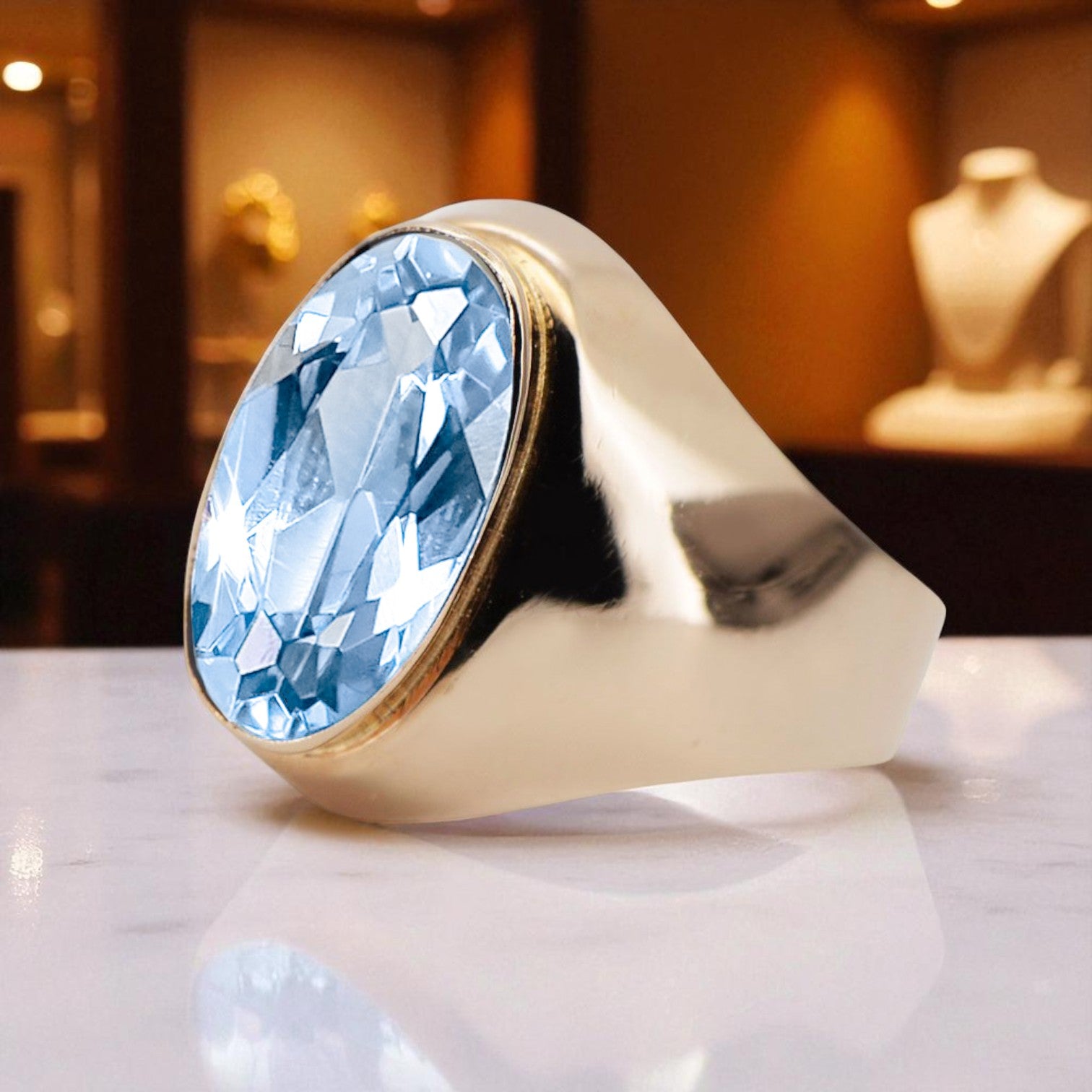 Ring Vintage Aquamarine Original Vintage 14K Rose Gold vrc077r vrc077r-aq