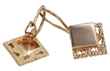 Vintage rose pink 14k 585 gold Vintage square earrings ven006