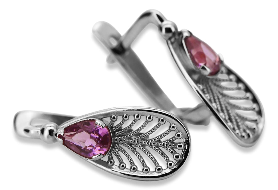 Vintage Vintage 925 Silver amethyst earrings vec067s Vintage vec067s-am
