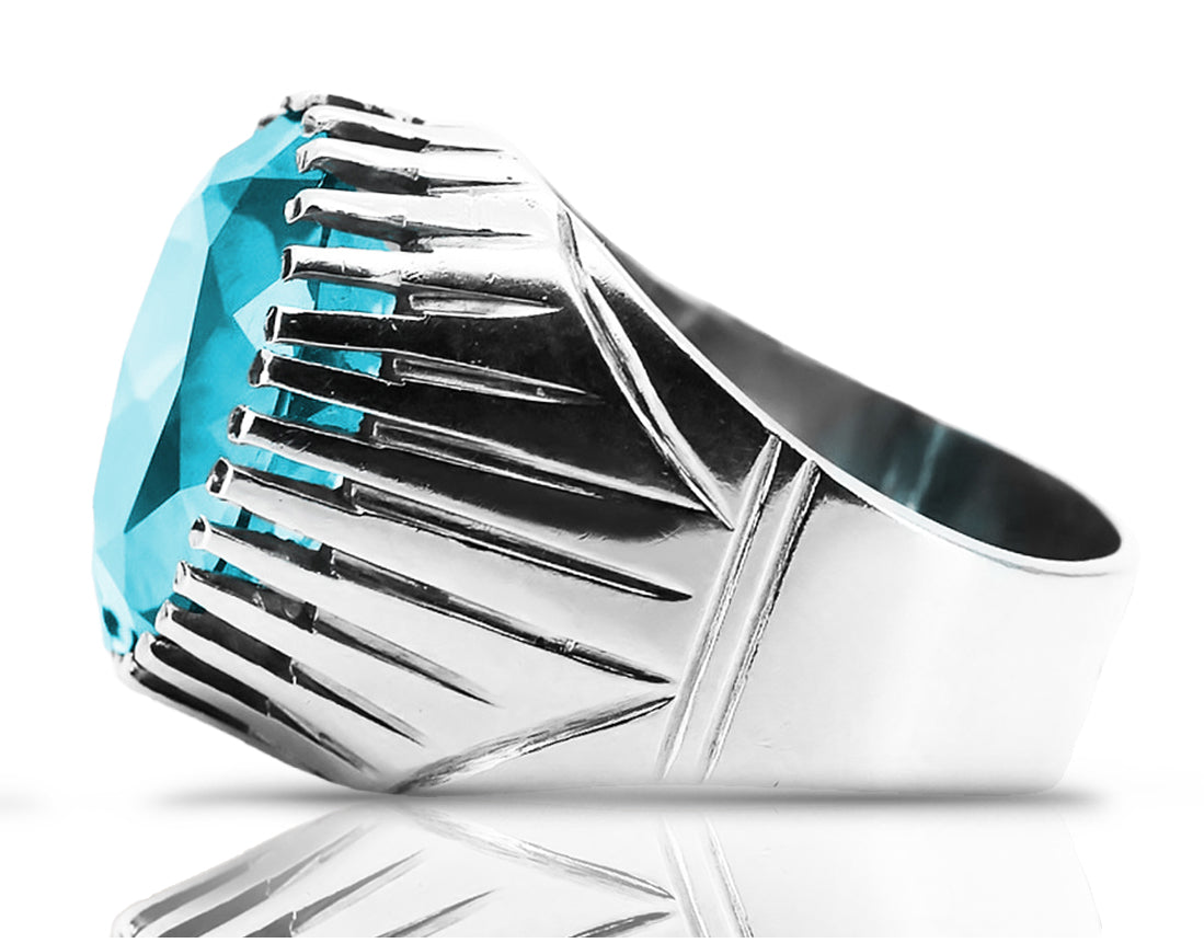 Vintage silver 925 Aquamarine ring vrc048s Vintage Russian Soviet style