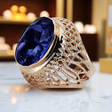 Silver 925 Rose Gold Plated Sapphire Ring vrc089rp Vintage vrc089rp-sp