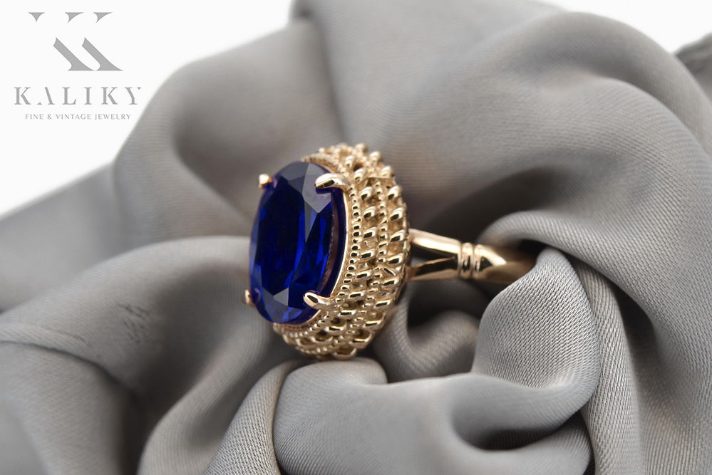 Vintage rose pink 14k gold 585 Sapphire ring vrc068 Vintage vrc068r-sp