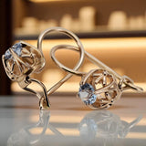 Vintage earrings made of 14k 585 rose gold with Aquamarine vec145